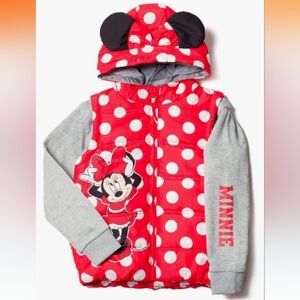 Kids Disney Minnie Mouse Red Polka Dot Puffer Vest/jacket
